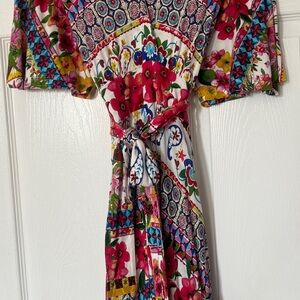 Desigual Red and Yellow Maxi Sundress with Flutter Sleeves